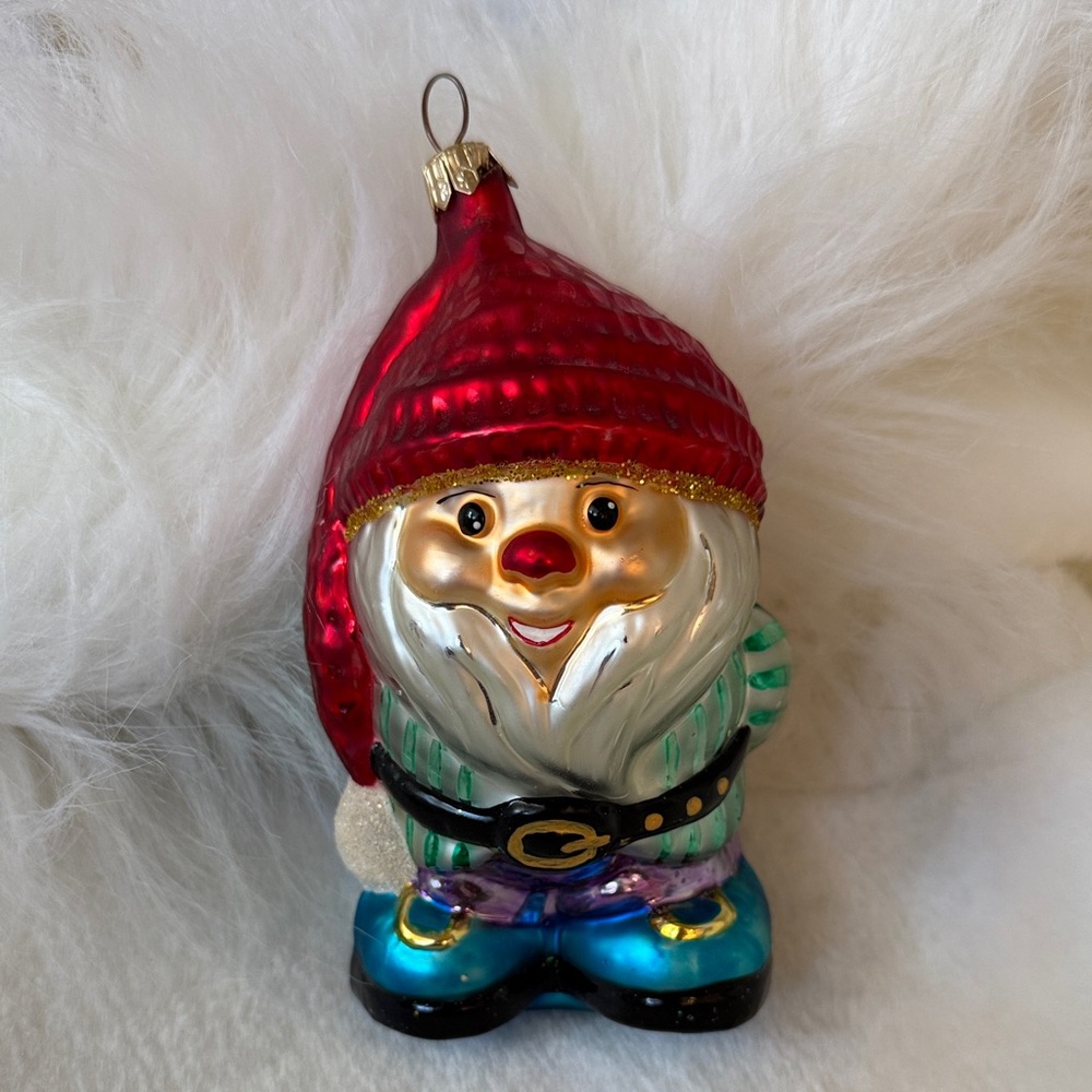 Christoper Radko: bearded Gnome Ornament with Red Hat